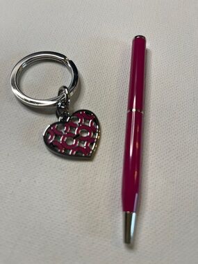 Coach Heart Keychain and Pink Coach Pen Set